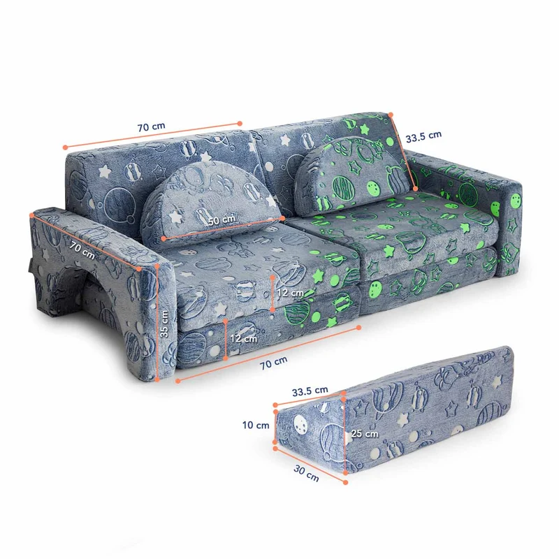 Spielcouch für Kinder – 10-teiliges Sofa-Set für Schlafen und Spielen