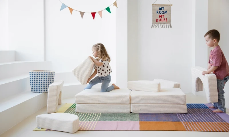 Spielcouch für Kinder – 10-teiliges Sofa-Set für Schlafen und Spielen