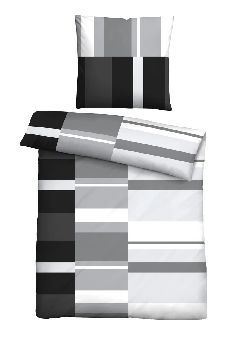 Castell Polycotton Renforce Bettwäsche Streifen – Schwarz (0460125)