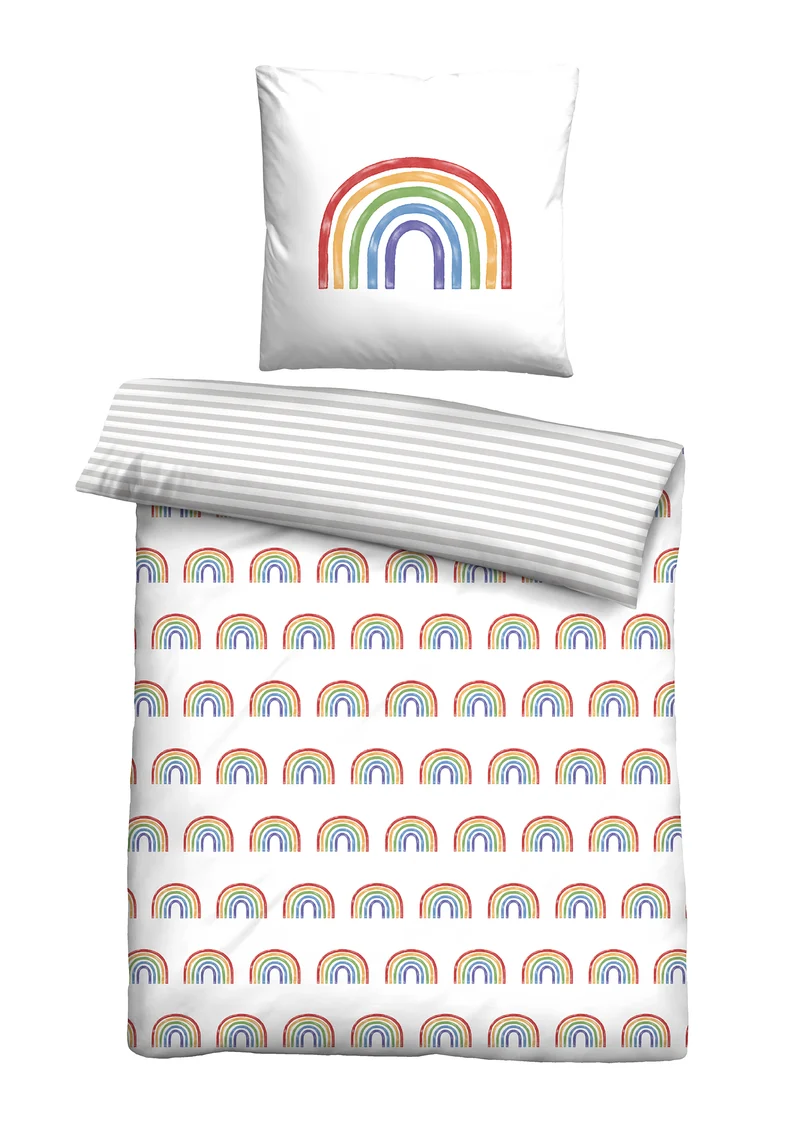 biberna Linon Bettwäsche Regenbogen – Weiss (0044499)