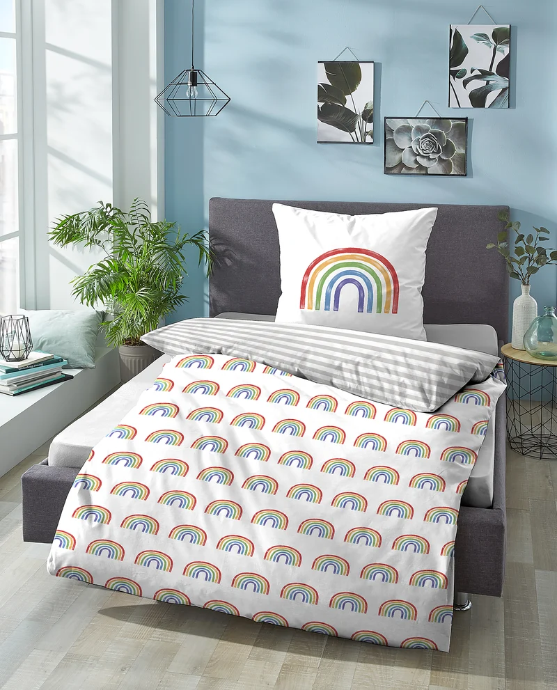 biberna Linon Bettwäsche Regenbogen – Weiss (0044499)