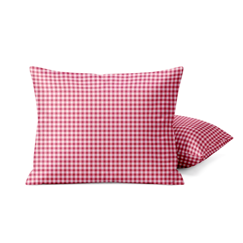 Kussenslopen | Katoen Satijn | Gingham Burgundy | Set van 2