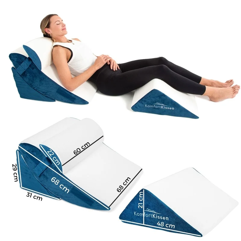 Ergonomisches 4-in-1 Keilkissen – Für Rücken, Beine, Knie & Nacken