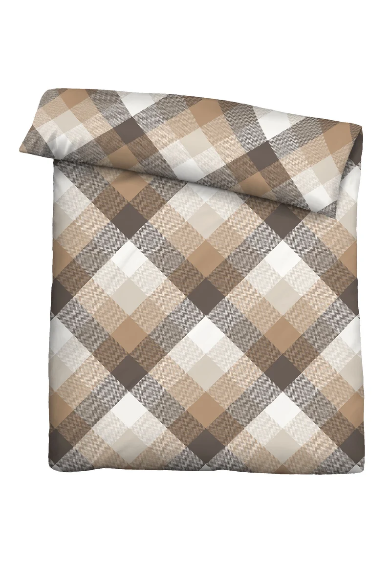 Castell Baumwoll Satin Bettwäsche Check – Chocolate (0060473)