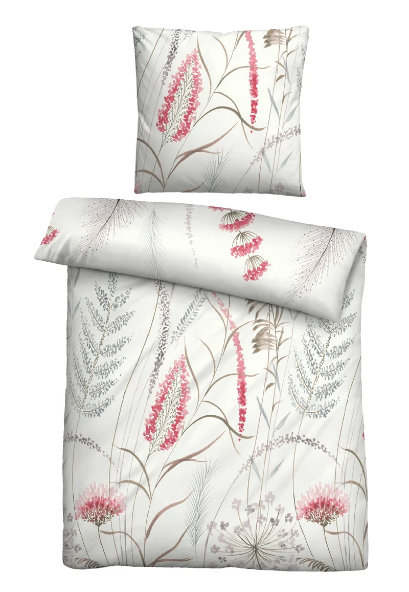 biberna Mako-Satin Bettwäsche Gräser – Rubin (0614600)