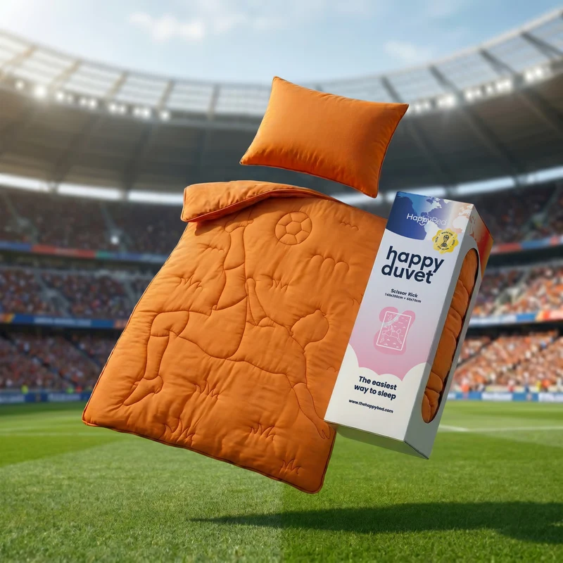 Wasbaar Kids All Season Dekbed | Voetbal Schaar | Oranje | Met Kussensloop