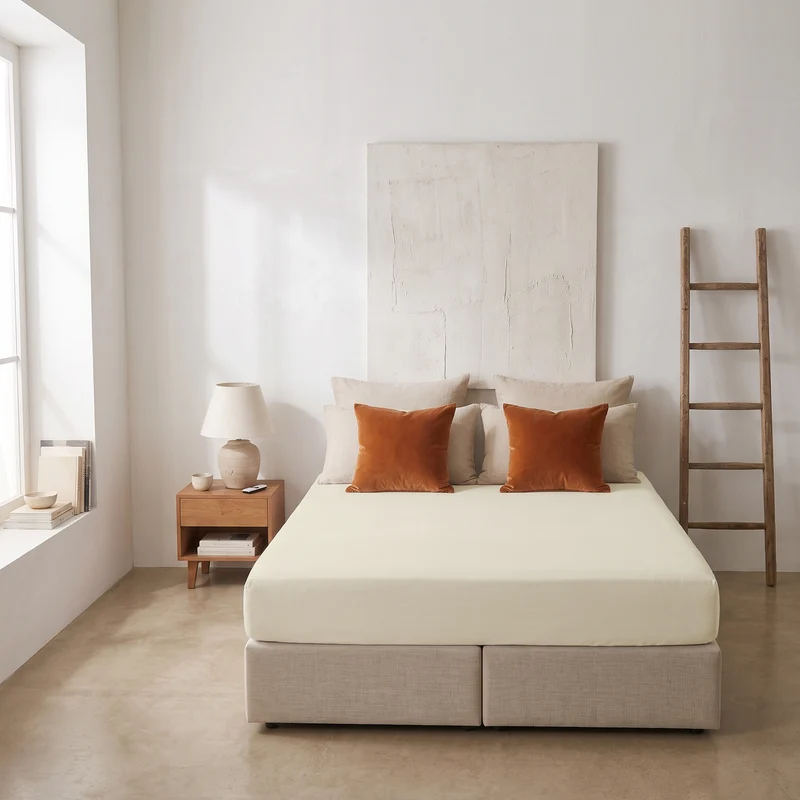 HappyBed Verkoelend Hoeslaken | Creme | 100% geweven Katoen
