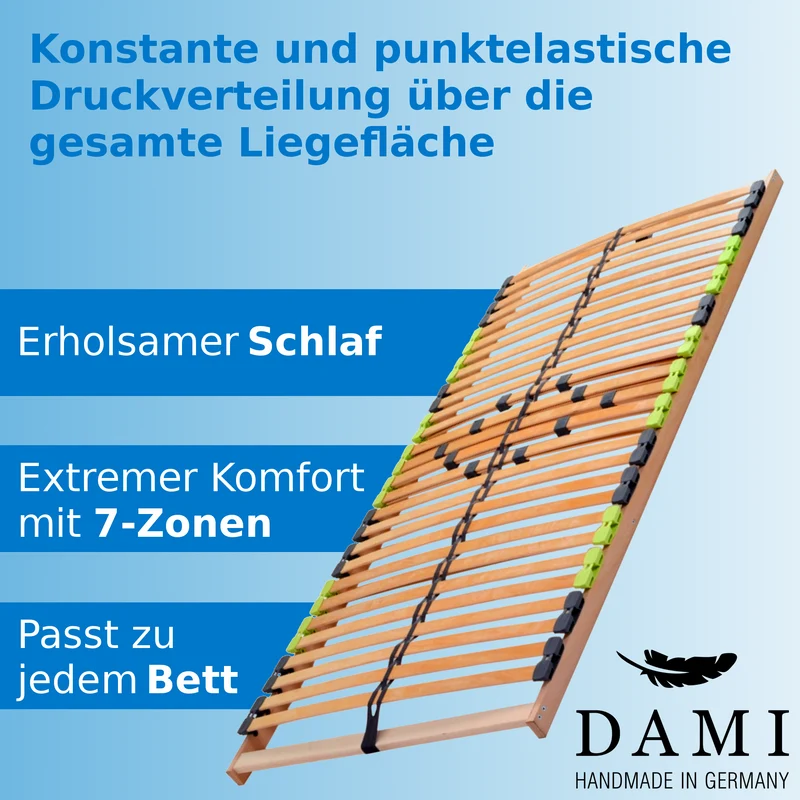 Basic Lattenrost 140x200 cm, aus Buchenholz, 7 Zonen mit Härteverstellung
