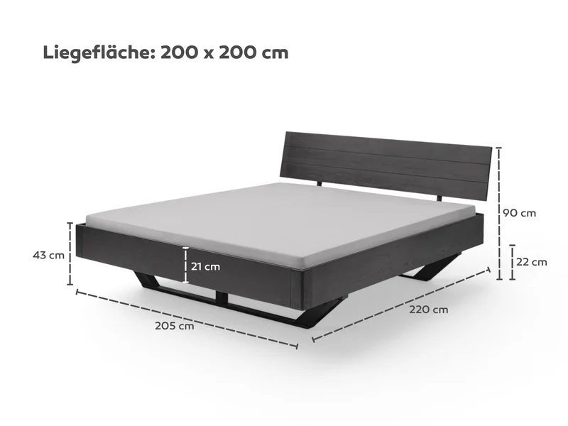 Betten-ABC Elvado Wildeiche Massivholzbett schwarz