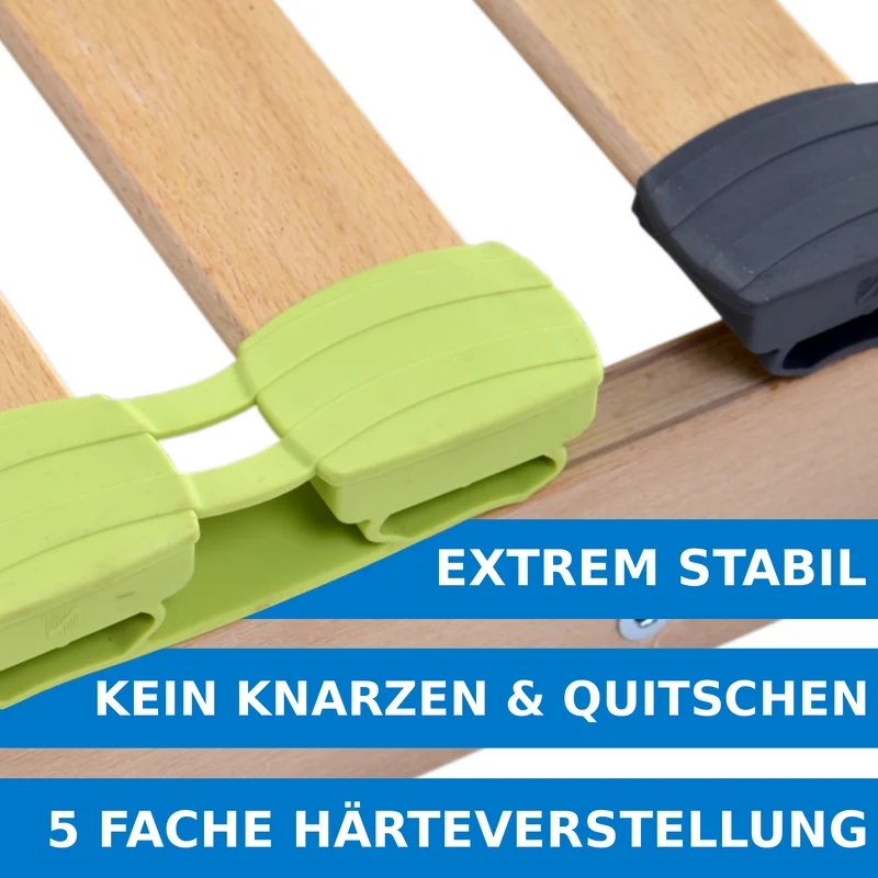Basic Lattenrost 100x200 cm, aus Buchenholz, 7 Zonen mit Härteverstellung, Kopfteil verstellbar