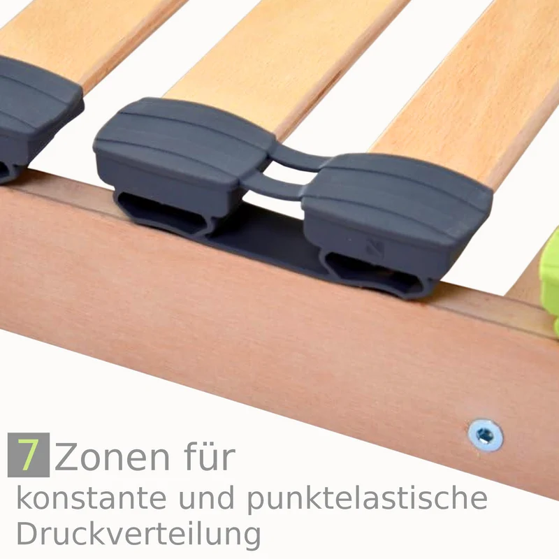 Basic Lattenrost 90x200 cm, aus Buchenholz, 7 Zonen mit Härteverstellung, Kopfteil verstellbar