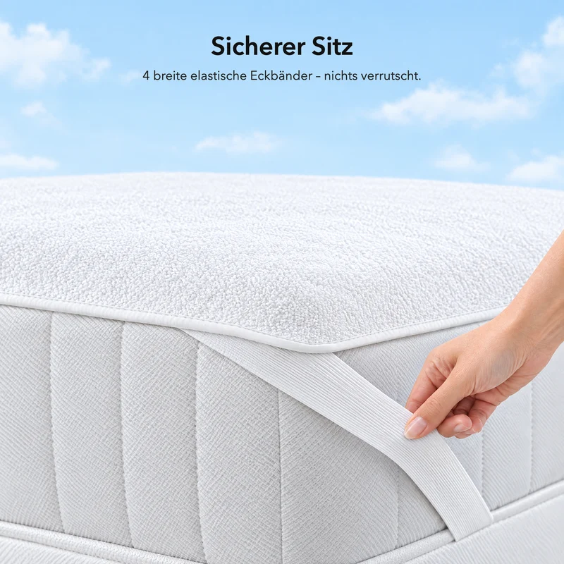 Matratzenschoner mit elastischen Eckbändern