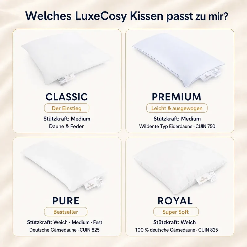 Premium 3-Kammer Daunenkissen Typ Eiderdaune