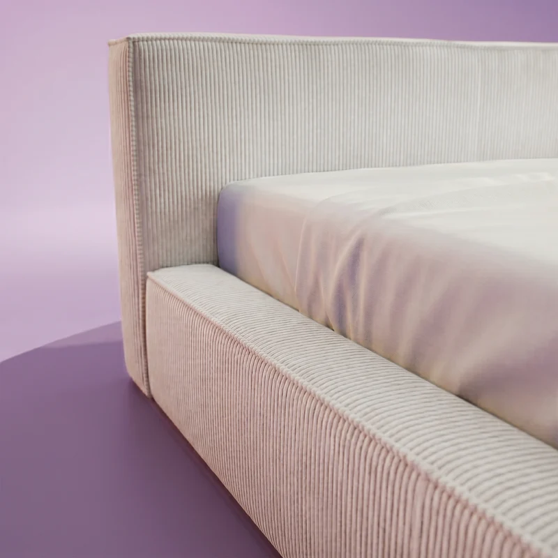 HappyBed Amour Cosy | Rib | Creme | Bed