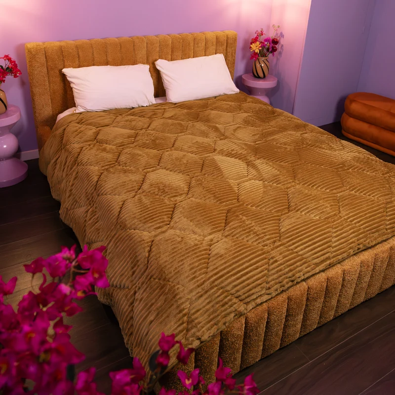 Wasbaar All Season Dekbed | Teddy Rib | Bronze Brown