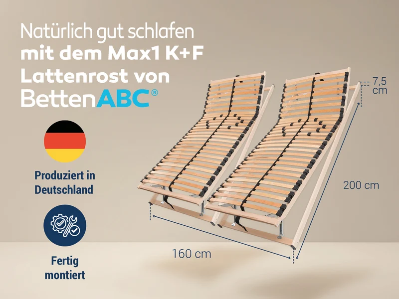 Betten-ABC Max1 K+F Lattenrost-Set fertig montiert 160x200 cm