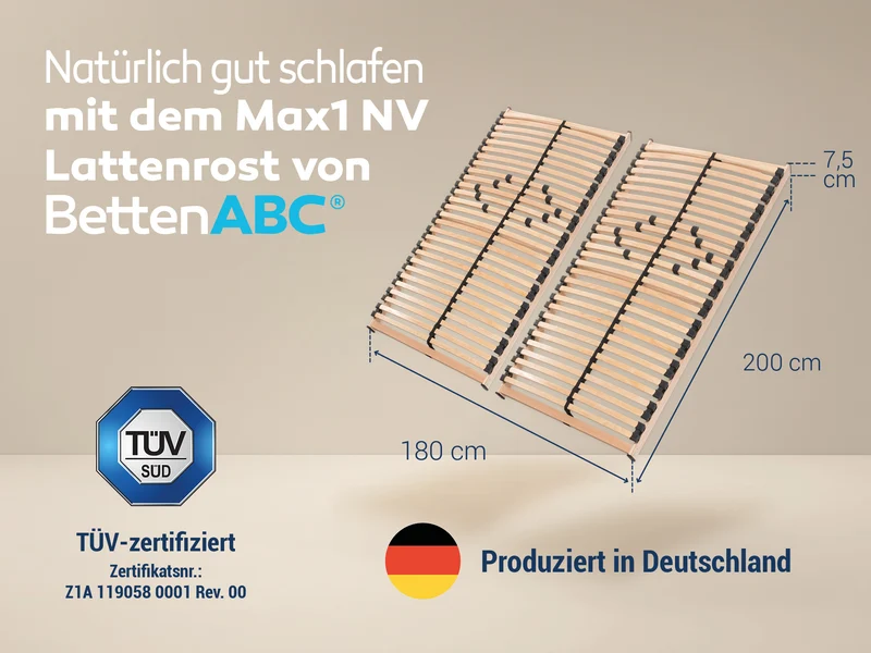 Betten-ABC Max1 NV Lattenrost-Set Selbstmontage 180x200 cm