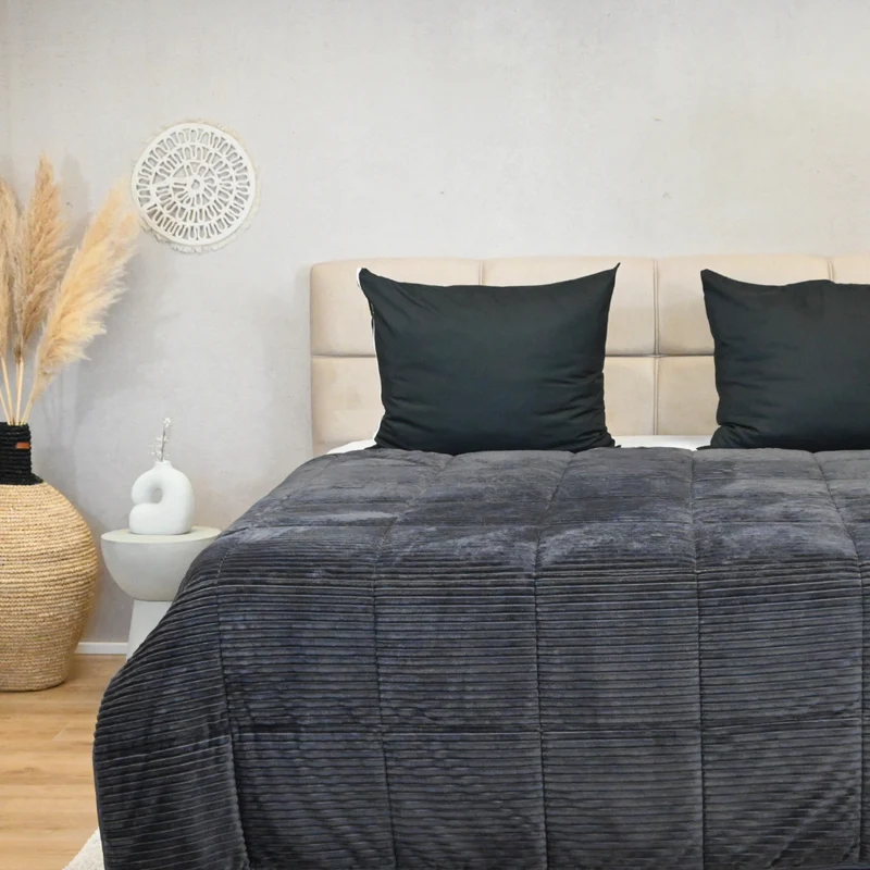 Wasbaar All Season Dekbed | Teddy Rib Square | Black