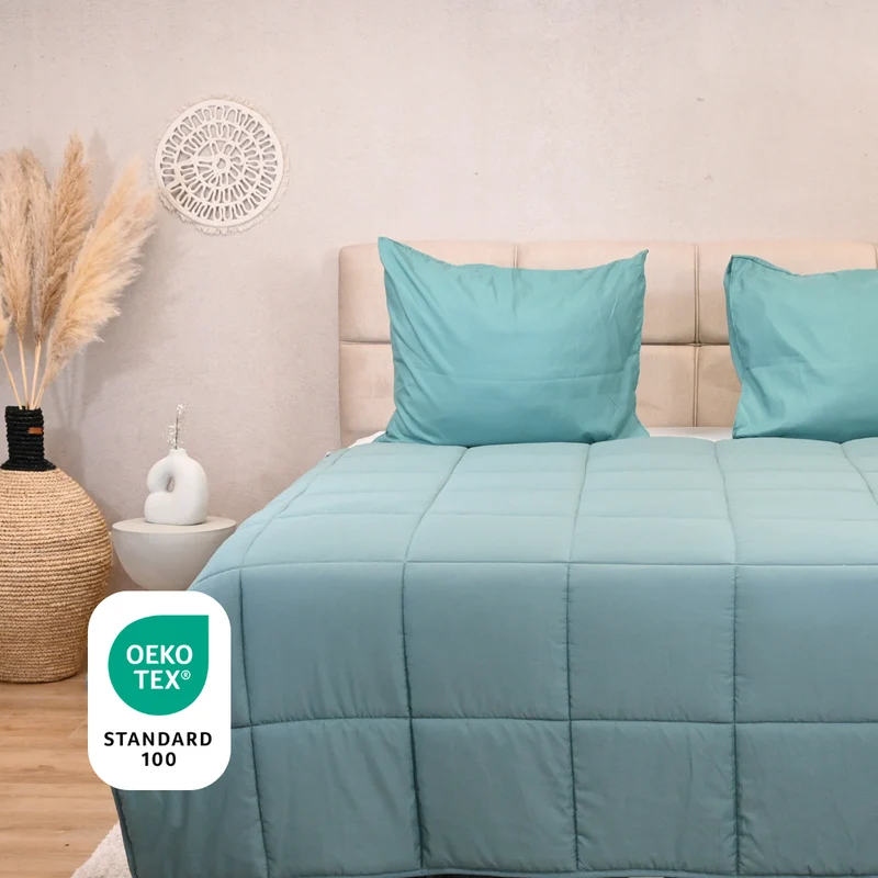 Wasbaar All Season Dekbed | Teddy Rib Square | Sagebrush Green