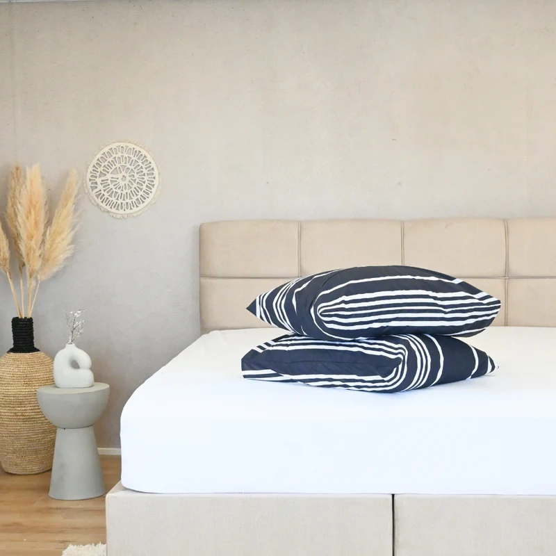 HappyBed Kussensloop | Black Lines | Set van 2 | 100% Katoen
