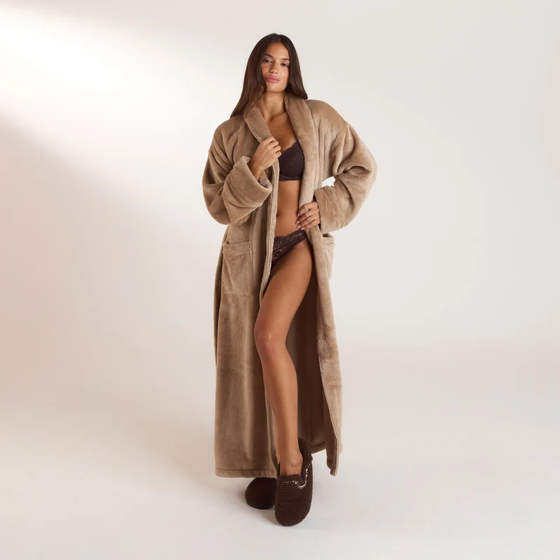 Langer Morgenmantel - Beige