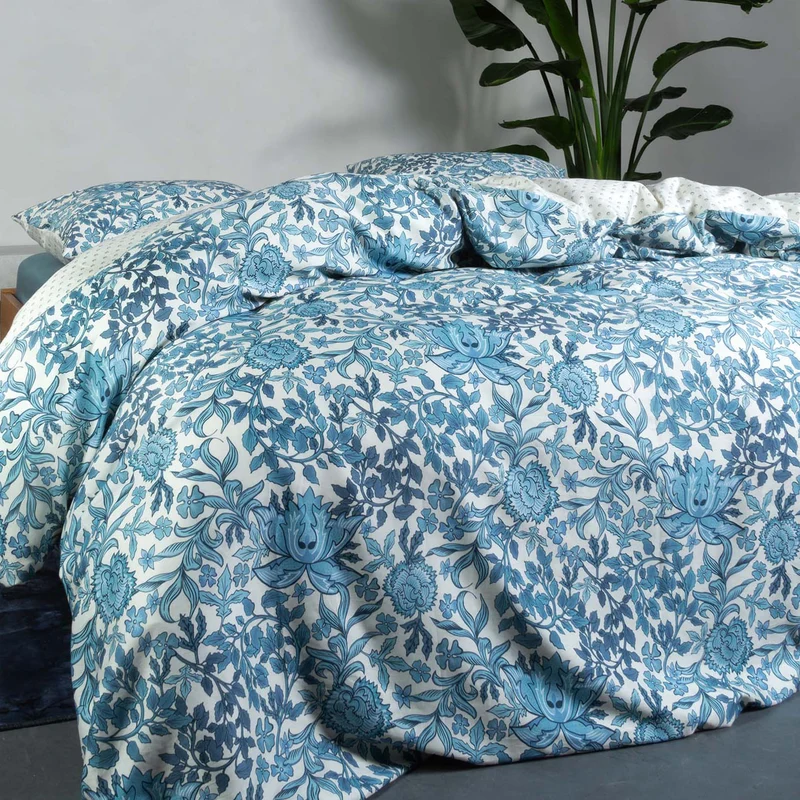 Essenza Ophelia Smoke Blue Satin Bettwäschegarnitur