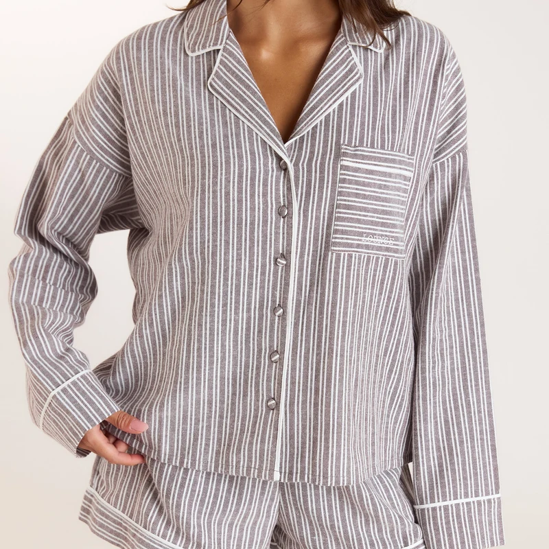 Stripe Pyjamahemd - Schokolade