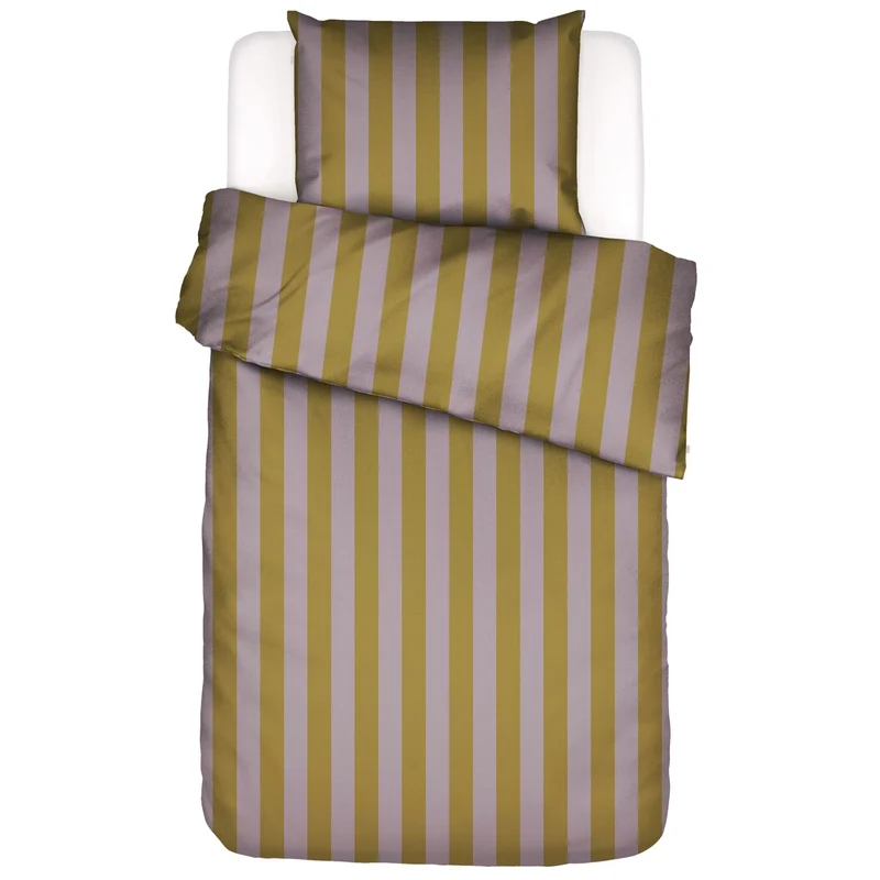 Essenza Minte Stripe Pale Purple-Olive Satin Bettwäsche