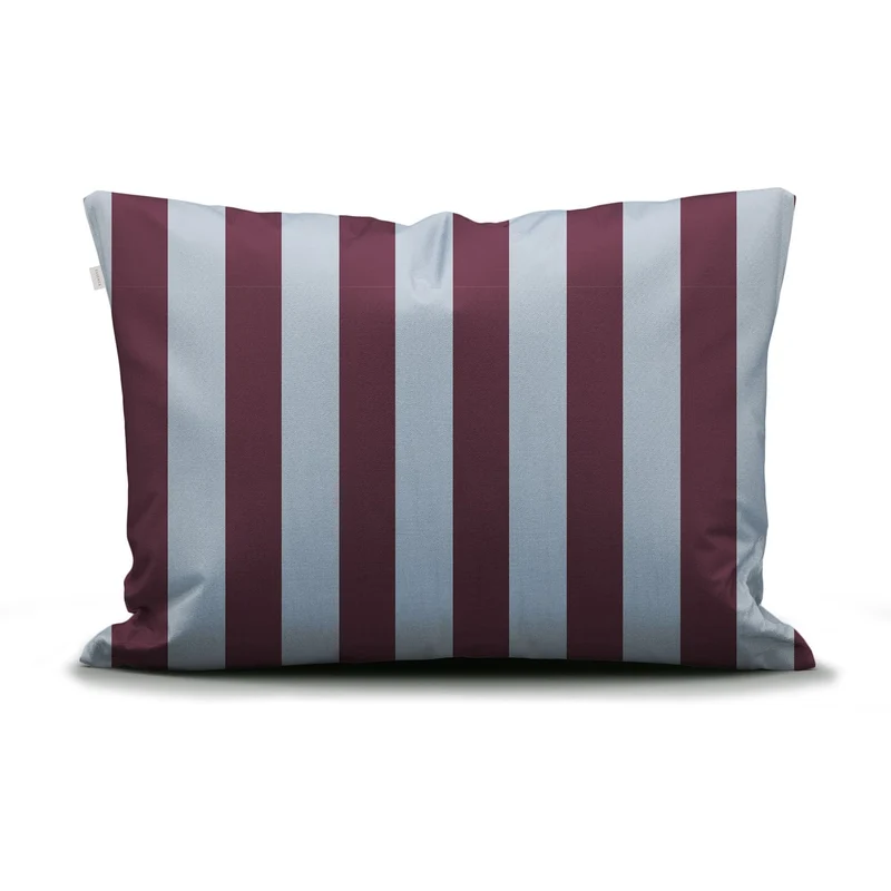 Essenza Minte Stripe Mauve Wine Ice Blue Satin Bettwäsche