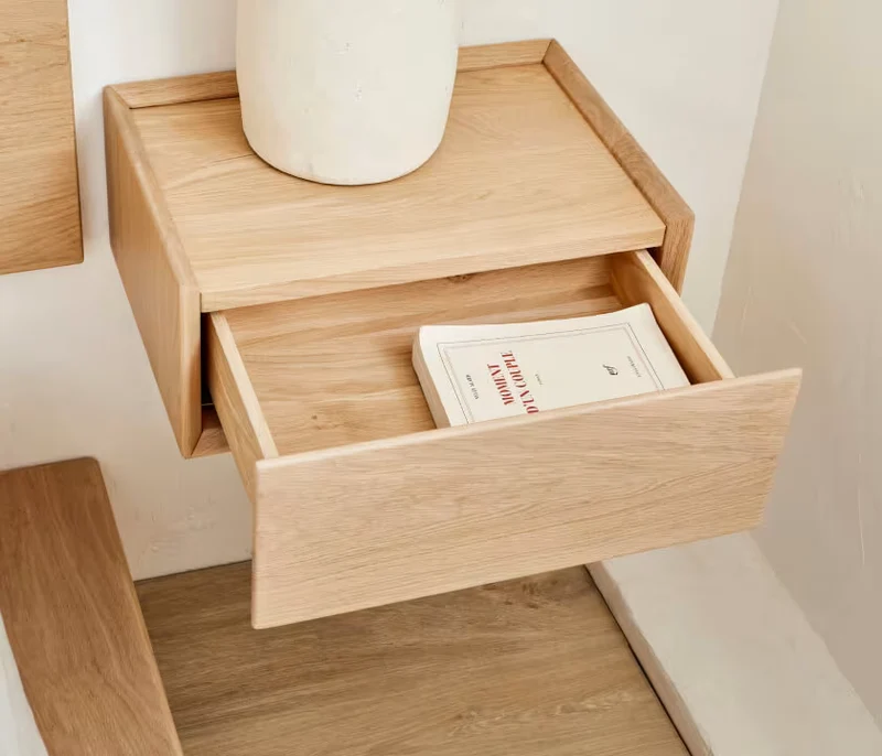 Table de chevet murale en bois massif LIVIA