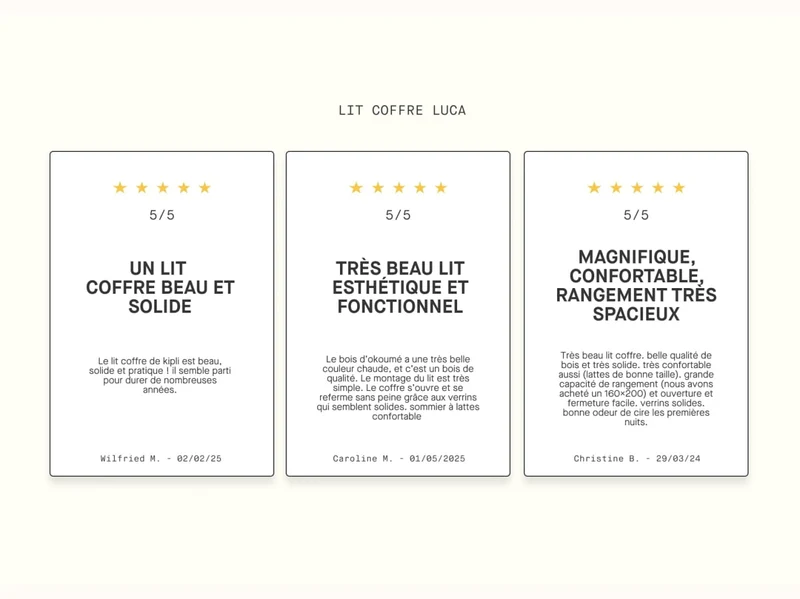 Lit coffre en bois massif LUCA