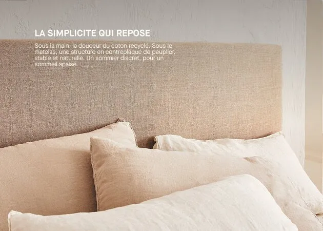 Lit coffre en bois et lin OTTO