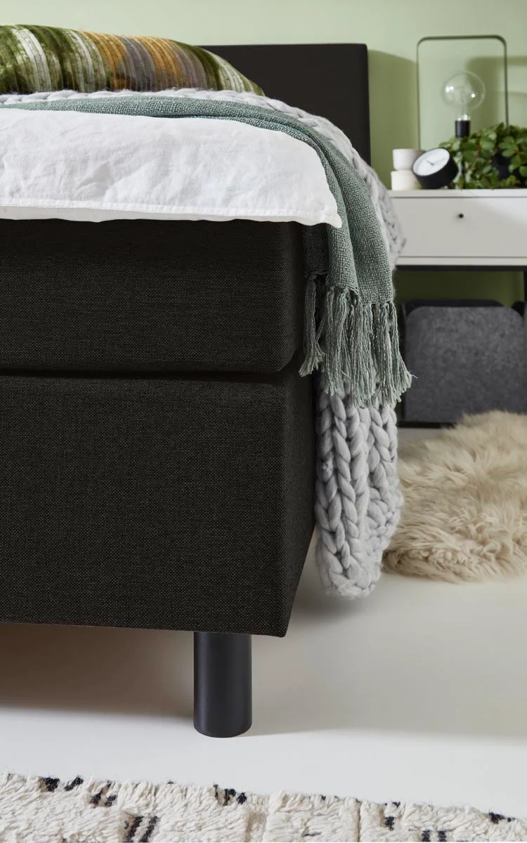 Boxspringbett Angebot 140x200/180x200 (BD-100) – Stoff schwarz, H3, schnell lieferbar