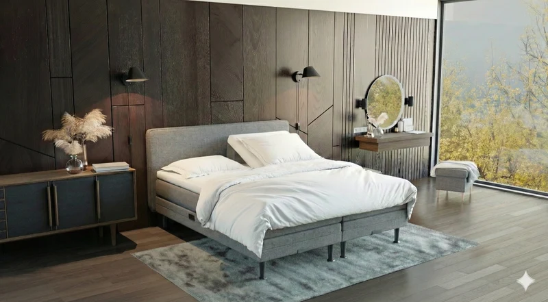 Boxspringbett (BD-350) 140/160/180x200, Stoff grau, anthrazit, beige, H2, H3, schnell lieferbar