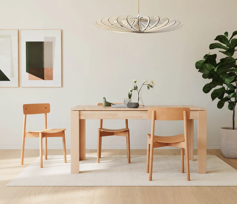 Ensemble table et chaises en bois massif MAIA