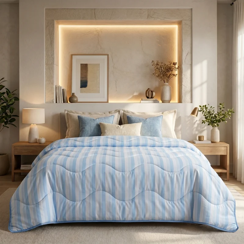 Wasbaar Zomerdekbed | Cooling | Stripe Blue