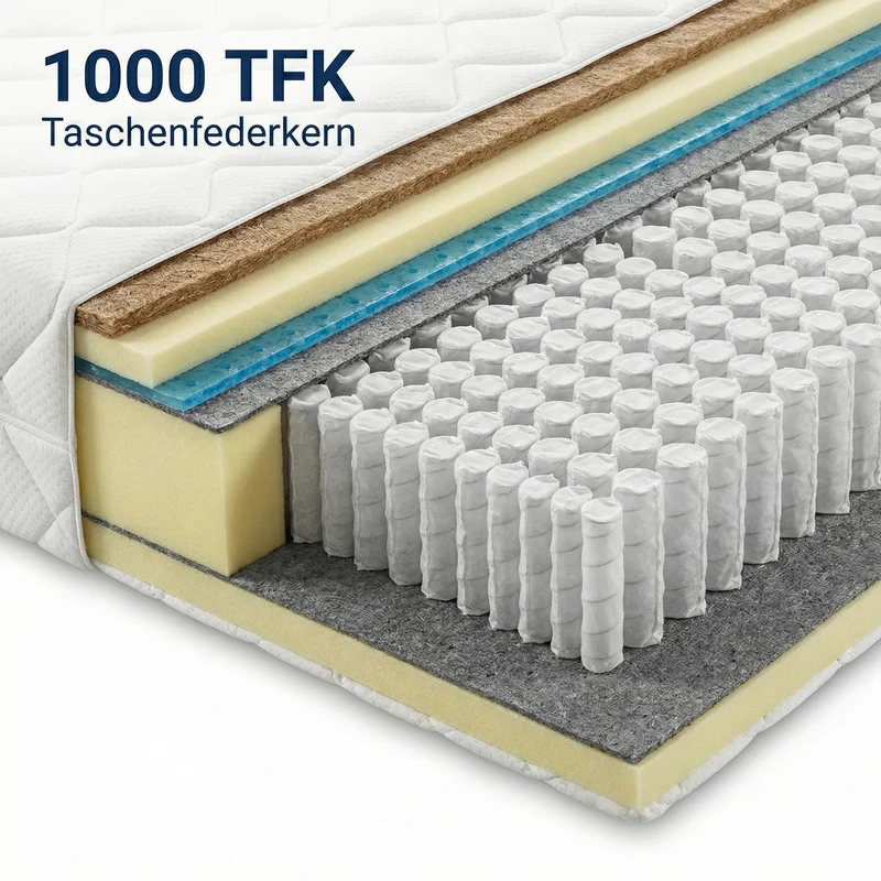 Ersatz-Matratzenkern TFK 1000 – Premium-Taschenfederkern nach Maß für Boxspringbetten