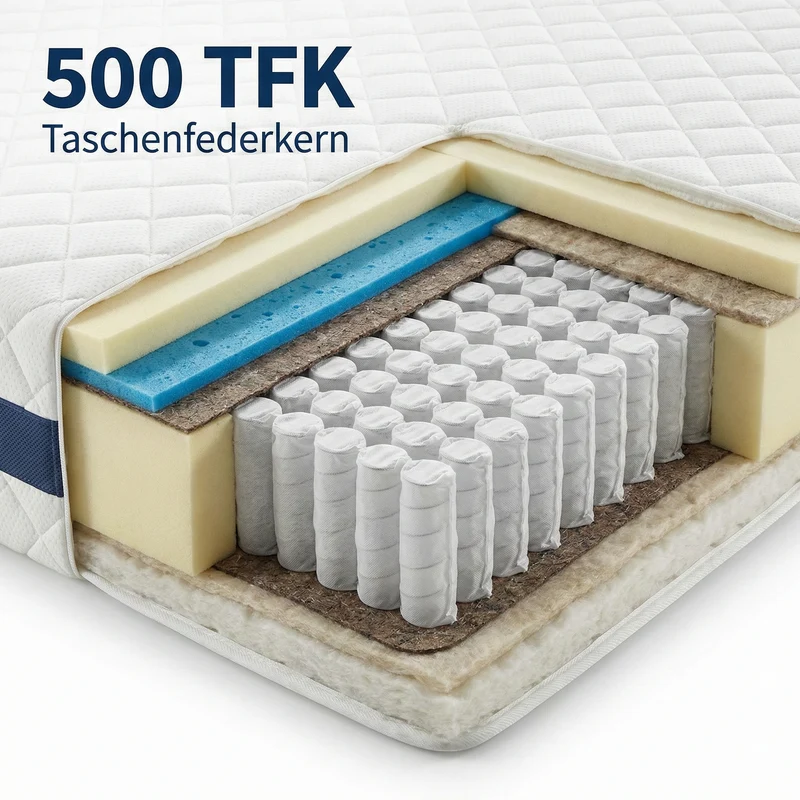 Ersatz-Matratzenkern TFK 500 – Taschenfederkern nach Maß für Boxspringbetten