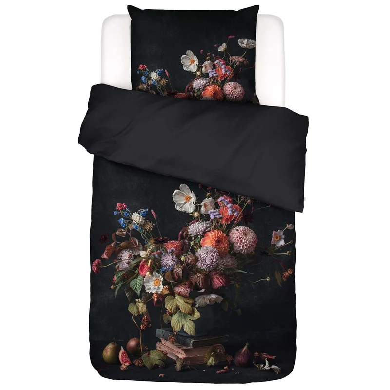 Essenza Bouquet Anthracite Satin Bettwäschegarnitur