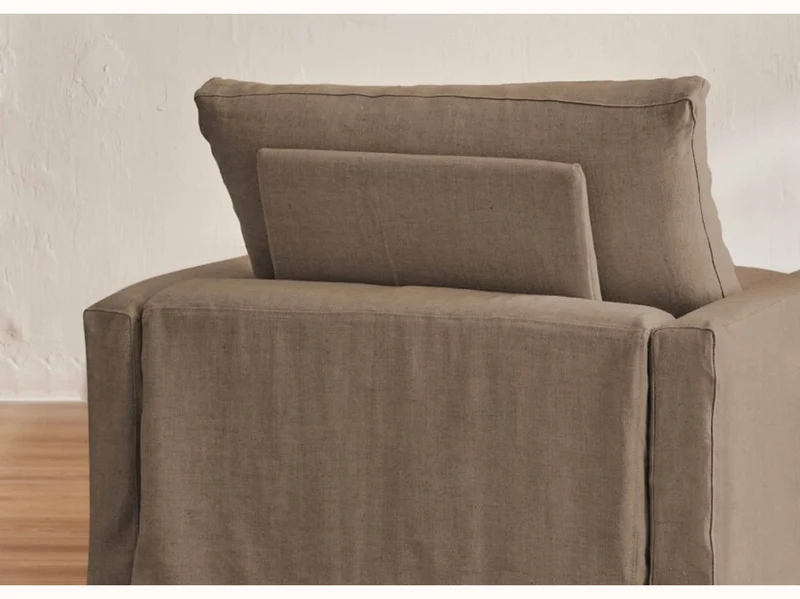 Fauteuil large en lin LENO - 80 cm