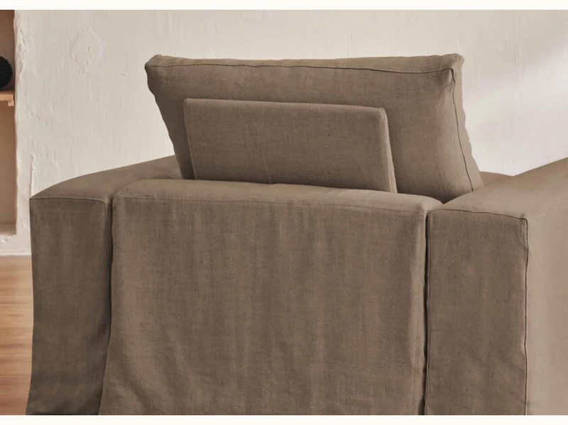 Fauteuil large en lin LENO - 80 cm