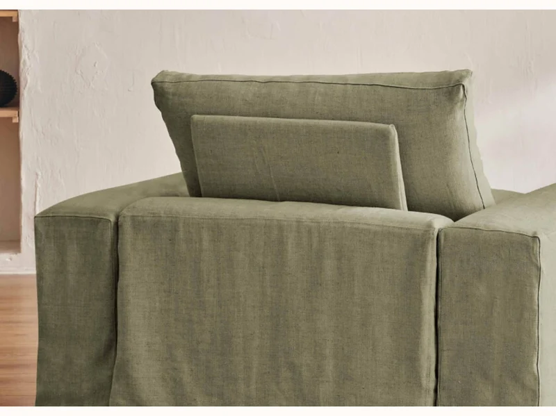Fauteuil large en lin LENO - 80 cm