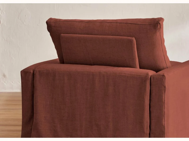 Fauteuil large en lin LENO - 80 cm