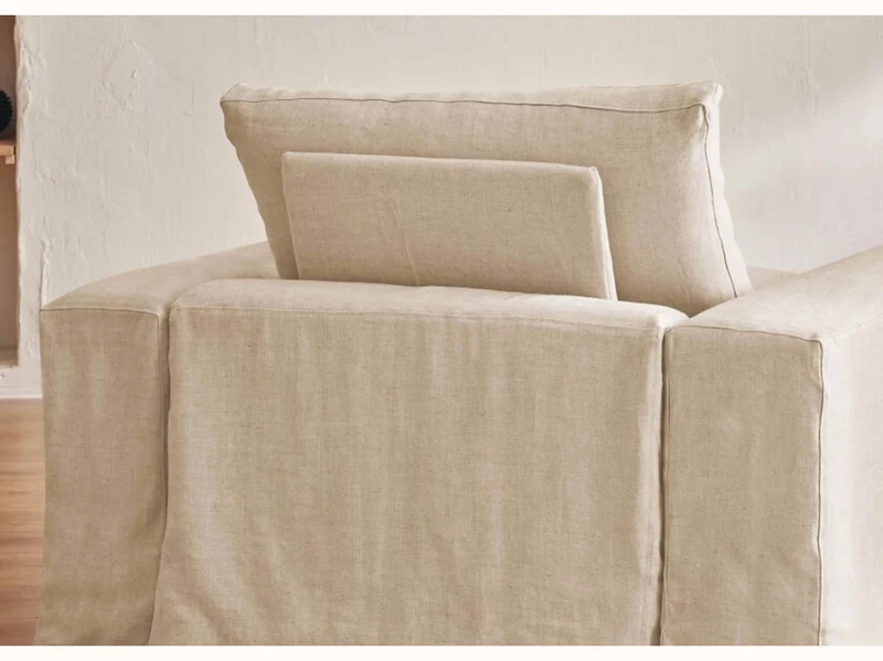 Fauteuil large en lin LENO - 80 cm