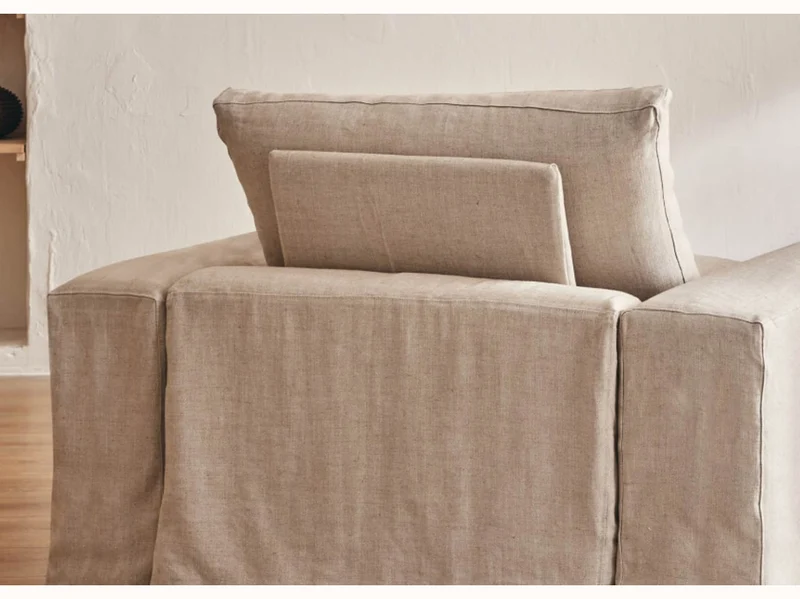 Fauteuil large en lin LENO - 80 cm