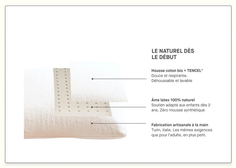 Oreiller enfant en latex naturel