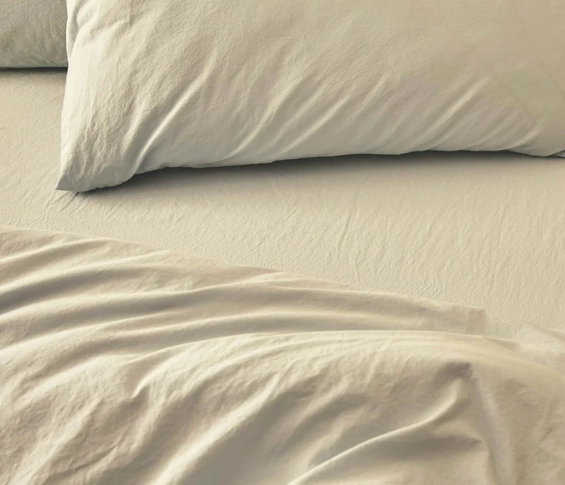 Drap housse en coton lavé