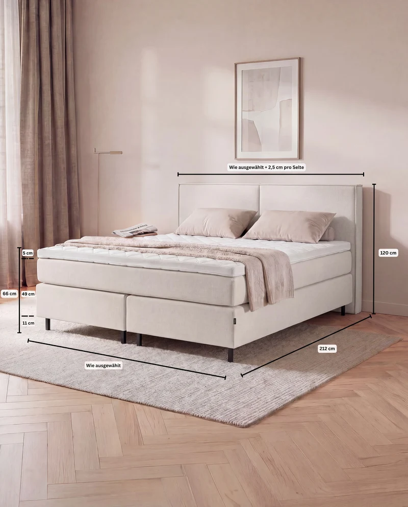 Boxspringbett River – mit Bettkasten oder elektrisch verstellbar