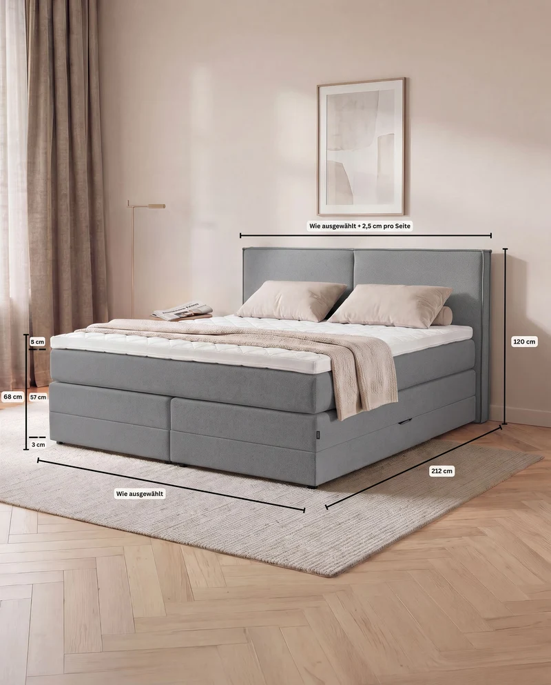 Boxspringbett River – mit Bettkasten oder elektrisch verstellbar