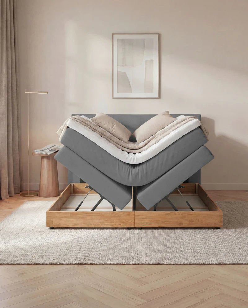 Boxspringbett Atla – mit Bettkasten oder elektrisch verstellbar